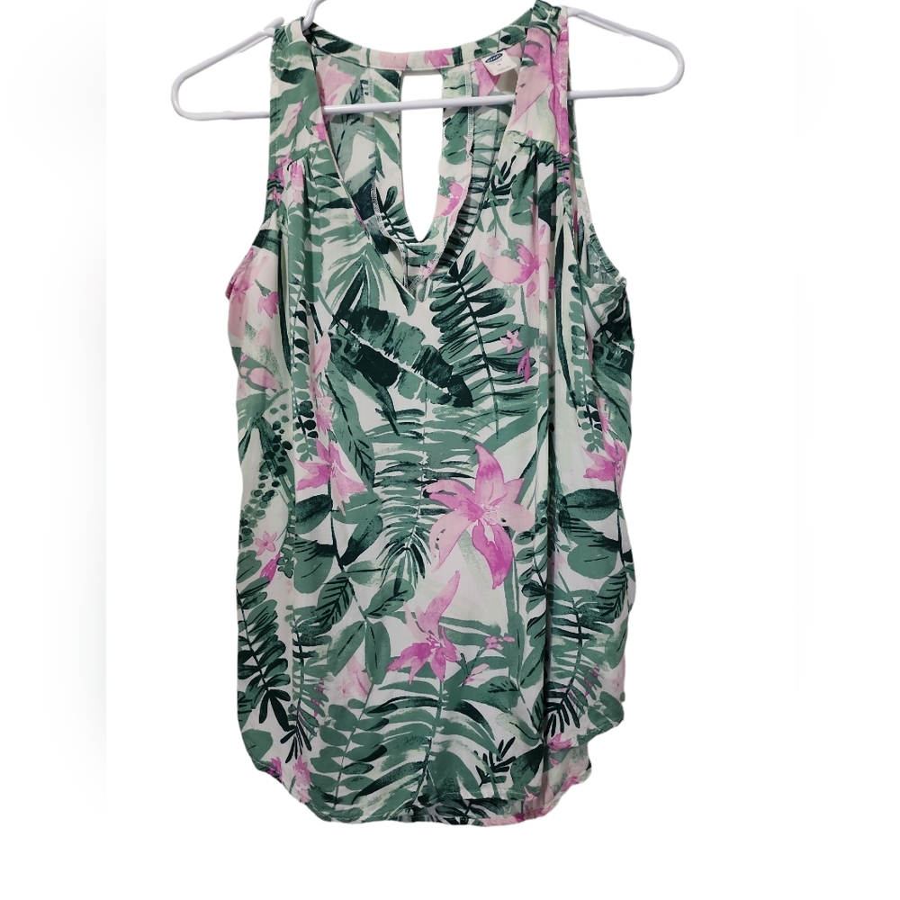 Old navy medium women's top plant floral design first spring